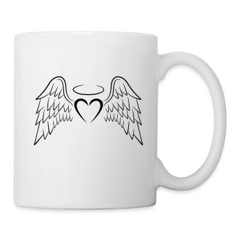 Coeur aile d'ange noir - Mug blanc - blanc - Droite