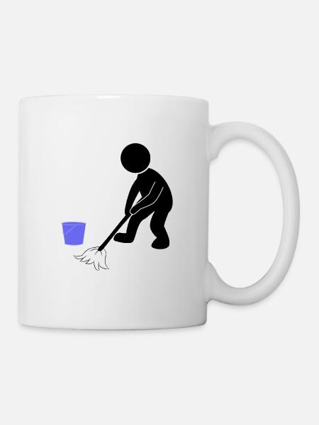 Nettoyage homme de ménage essuyant - Mug blanc - blanc