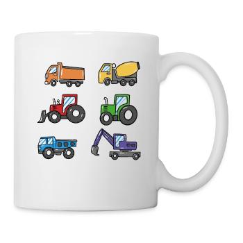 Bagger Baustelle Baumaschine Bauarbeiter Kinder - Tasse - Weiß - Rechts