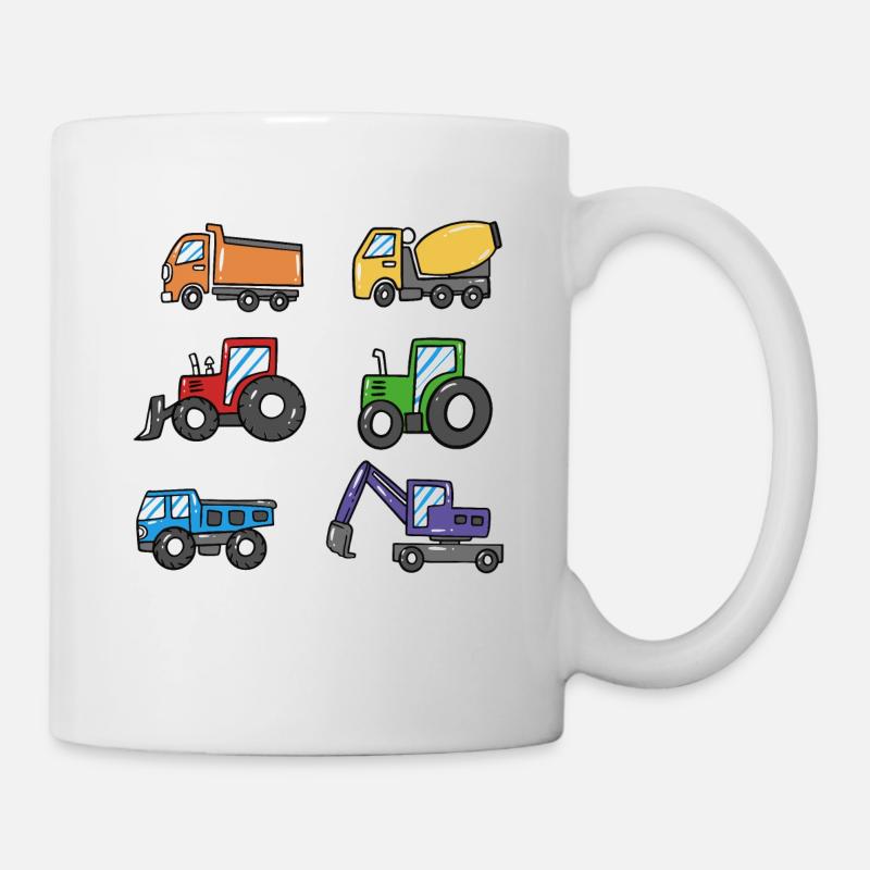 Bagger Baustelle Baumaschine Bauarbeiter Kinder - Tasse - Weiß