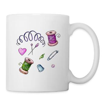 Sewing needle and thread thimble yarn pin - Mug - white - Right