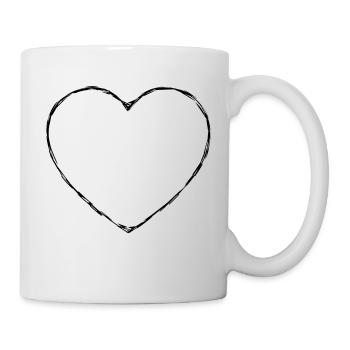 Abstract Heart Crooked Strokes Decorative Lines - Mug - white - Right