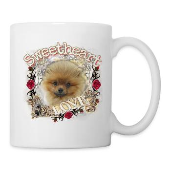 Poméranie Teddy Pom Shirt et Accessoires - Rose - Mug blanc - blanc - Droite