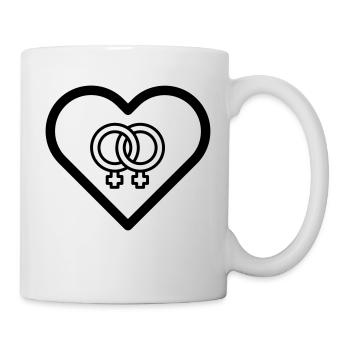 Heart lesbian gay marriage pride LGBT love bi symbol - Mug - white - Right