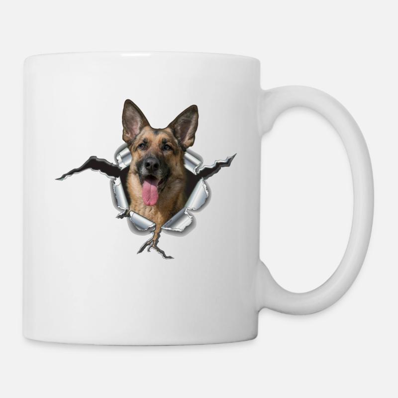 Schäferhund im Metall Loch - Tasse - Weiß