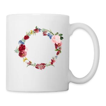 Floral add your name or any text in design - Mug - white - Right