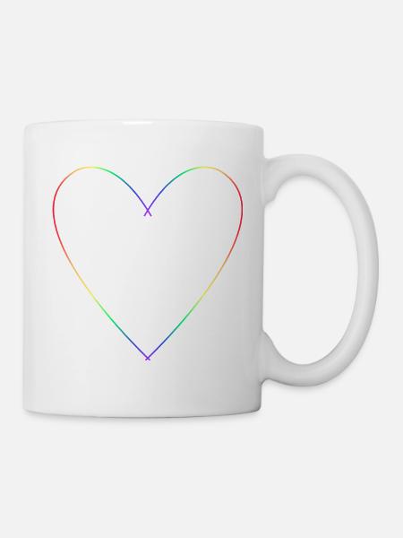 Minimalistisches Regenbogenherz - Tasse - Weiß