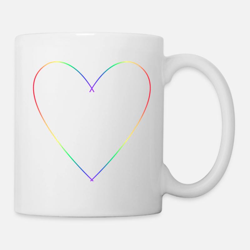 Minimalistisches Regenbogenherz - Tasse - Weiß
