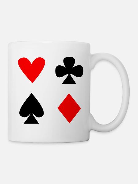 Herz Kreuz Karo Pik Poker Kartenspiel - Tasse - Weiß