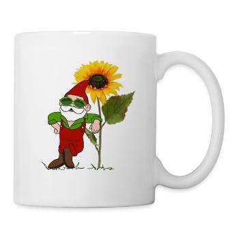 Gartenzwerg, Sonnenblume - Tasse - Weiß - Rechts