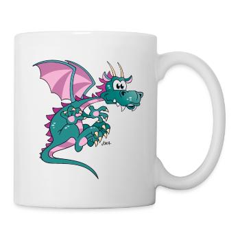 Dragon drôle de bande dessinée - Mug blanc - blanc - Droite
