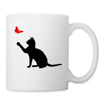 Chat Papillon Noir - Mug blanc - blanc - Droite