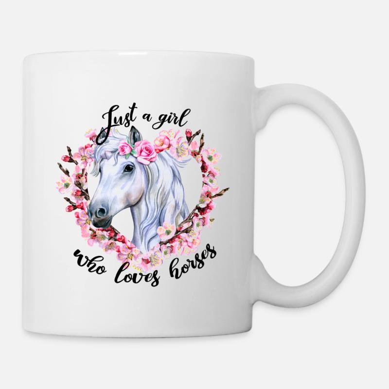 Cheval blanc avec des fleurs Chers chevaux - Mug blanc - blanc