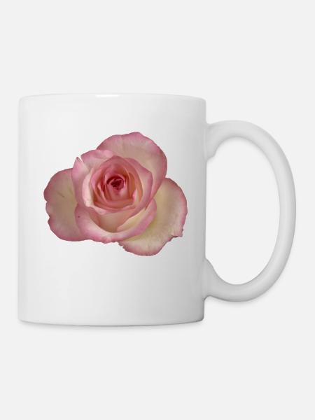 Rosa / weiße Rose - Tasse - Weiß