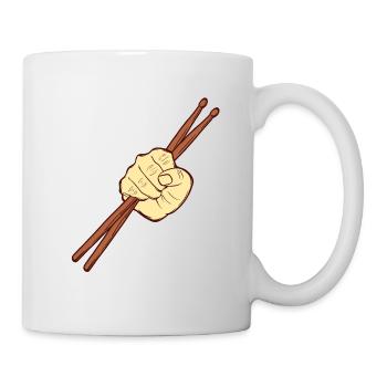 Drumming Shirt For Drummers "Drumsticks Hand" - Mug - white - Right