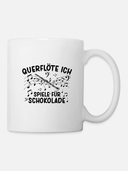 Querflöte Schokolade Flötenspieler Musik Geschenke - Tasse - Weiß