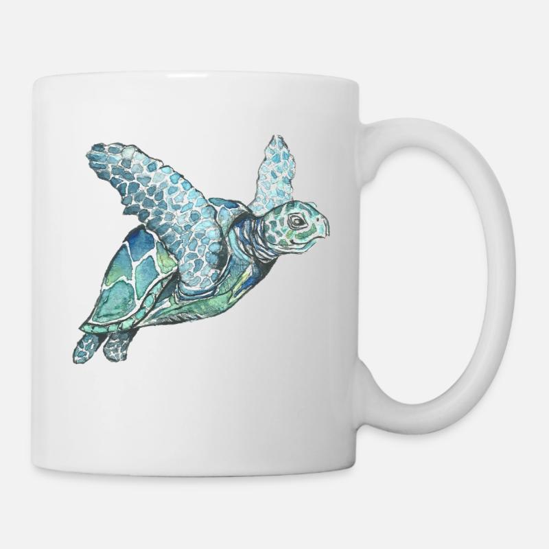 tortue aquarelle - Mug blanc - blanc