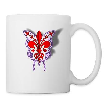 Florenzlilie mit Schmetterlingsschattenbild - Tasse - Weiß - Rechts