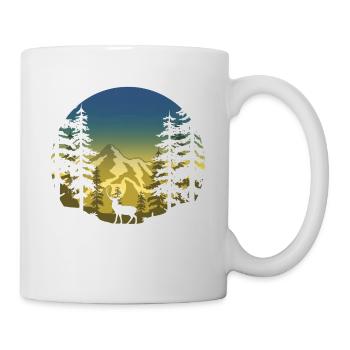 Deer in the forest (round / blue-yellow) - Mug - white - Right