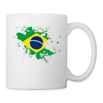 Drapeau du Brésil comme une touche de couleur - Mug blanc - blanc - Droite