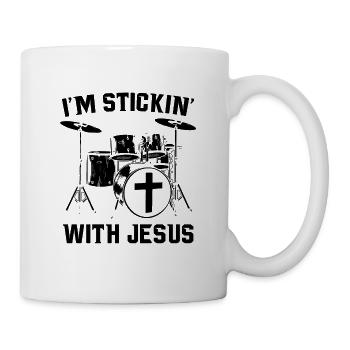 Schlagzeug Jesus | Schlagzeuger Musik Geschenkidee - Tasse - Weiß - Rechts