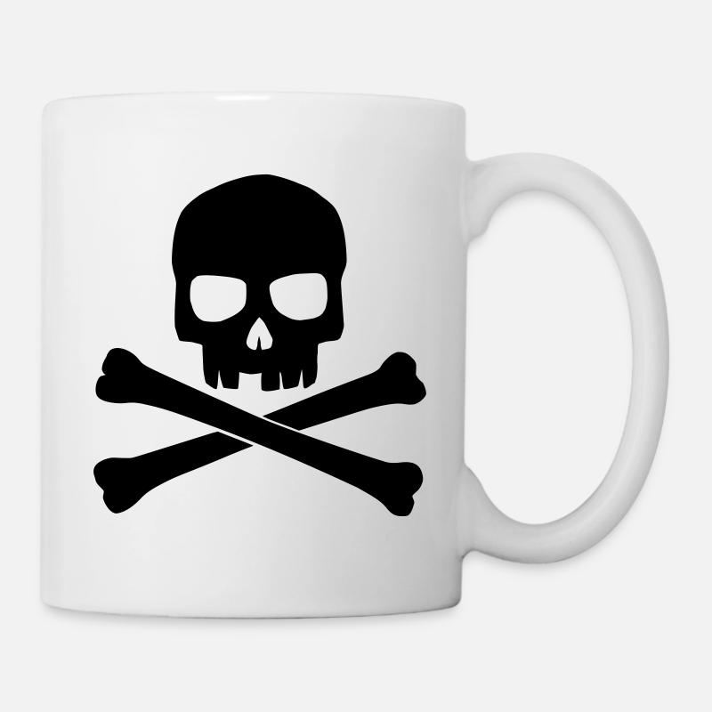 Crâne noir avec os croisés - Mug blanc - blanc