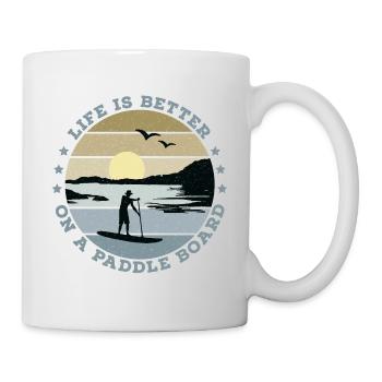 SUP - La vie est meilleure sur une planche de paddle (hommes) - Mug blanc - blanc - Droite