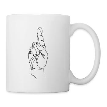Doigts croisés en noir - Mug blanc - blanc - Droite