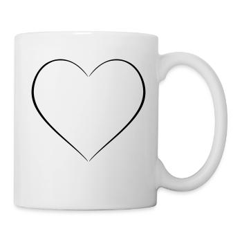 Simple heart thin line décor - Mug - white - Right