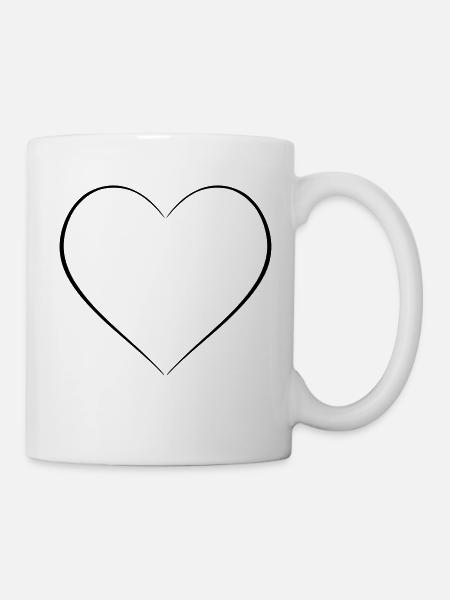 Schlichtes Herz dünne Linie Dekor - Tasse - Weiß