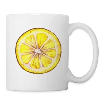 Zitrone (Aquarell) - Tasse - Weiß - Rechts