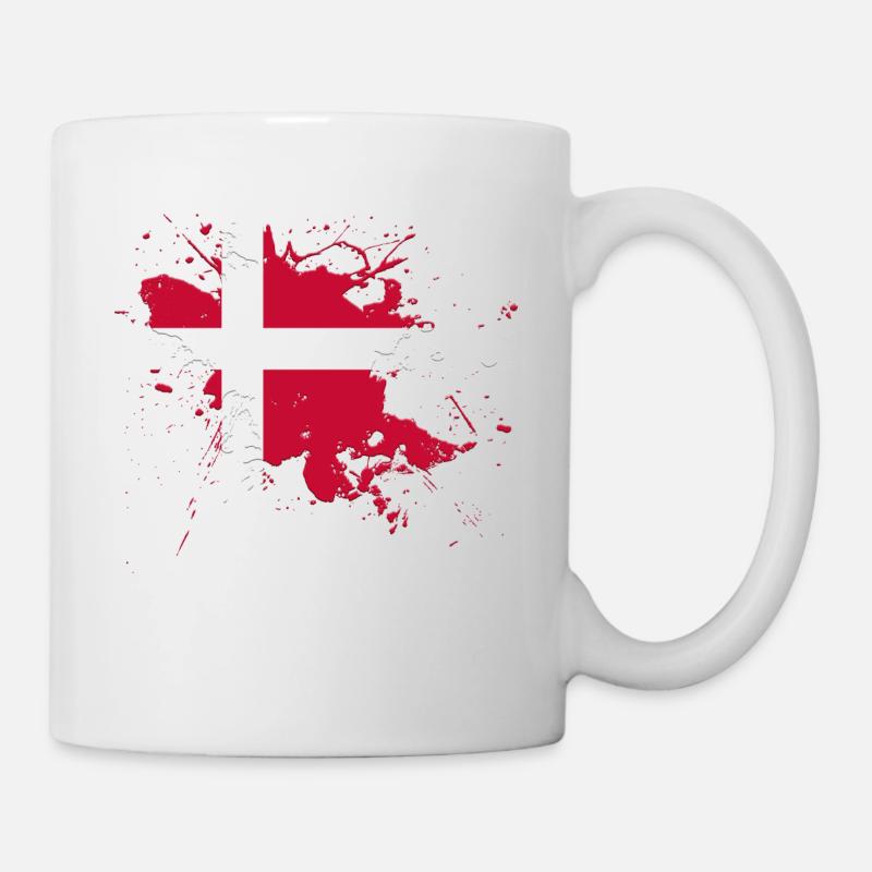 Dänemark Flagge als Farbklecks - Tasse - Weiß