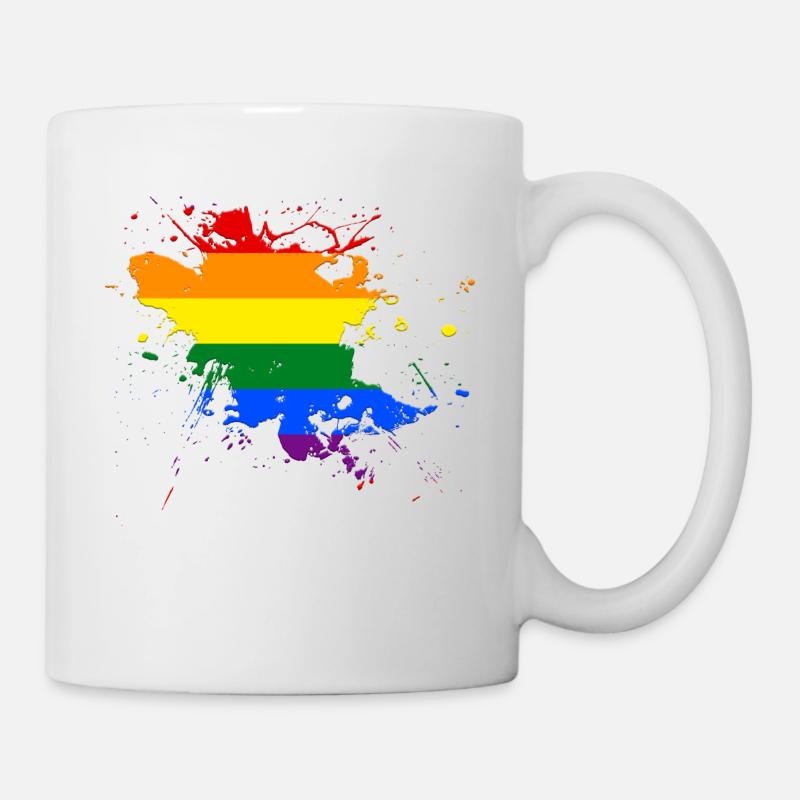 Regenbogenfahne als Farbklecks - Tasse - Weiß