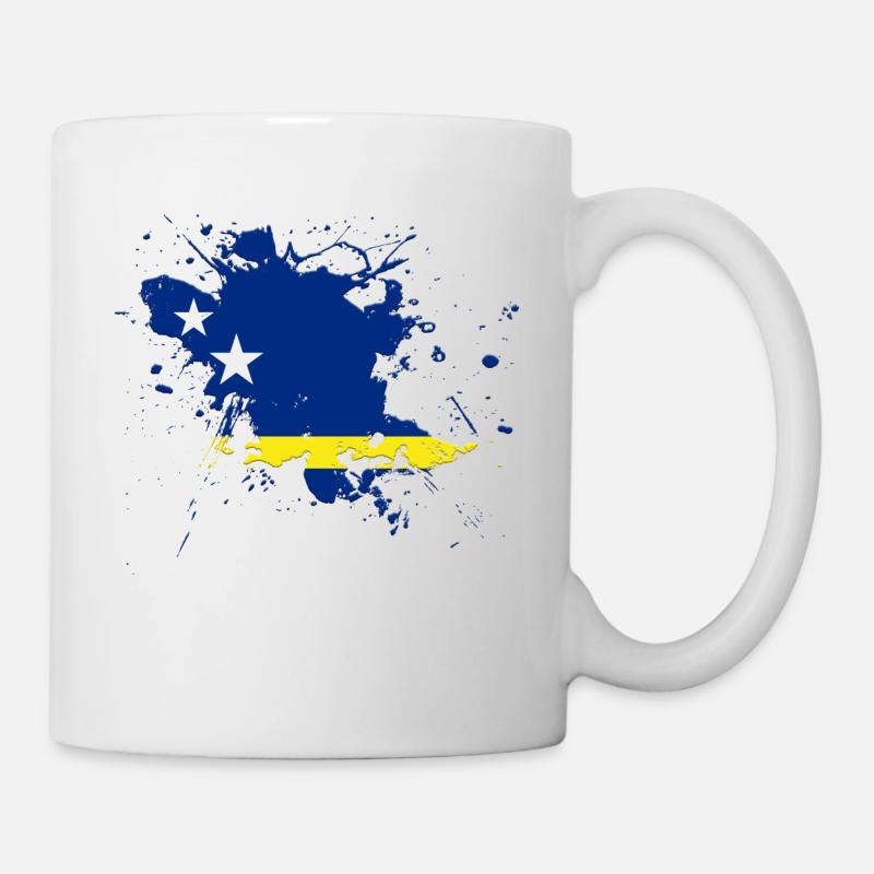 Le drapeau de Curaçao comme une touche de couleur - Mug blanc - blanc