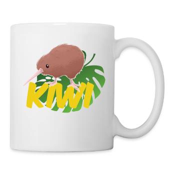 Kiwi on a leaf - Mug - white - Right