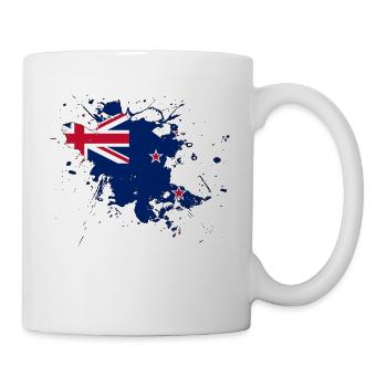New Zealand flag as splashes of colour - Mug - white - Right