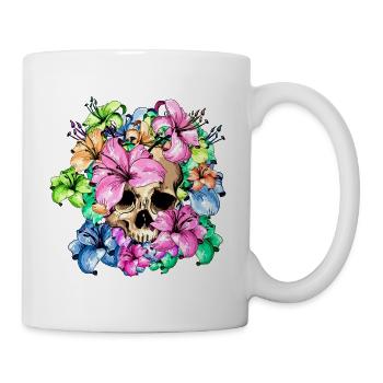 Schädel umgeben von Lilien Skull and flowers - Tasse - Weiß - Rechts