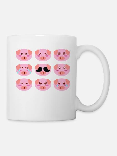 Cool Pig Pink Different Mood Faces Of Personality - Mug - white