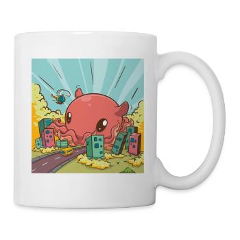 Cute elephant octopus is coming to town - Mug - white - Right