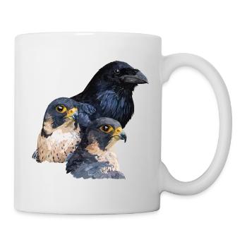 Corbeau et faucons - Mug blanc - blanc - Droite