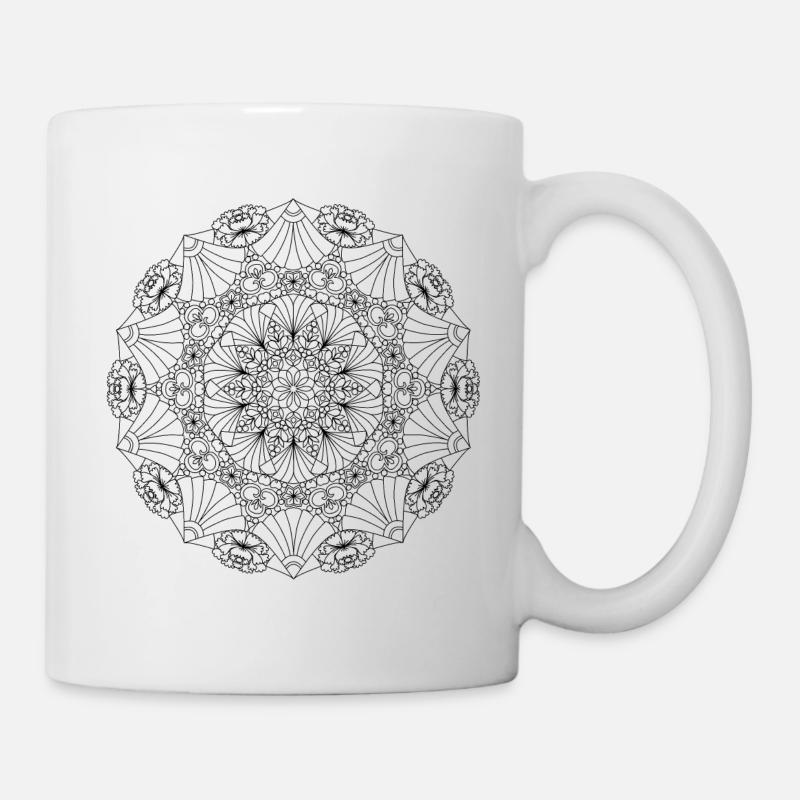Mandala du Japon à colorier - Mug blanc - blanc