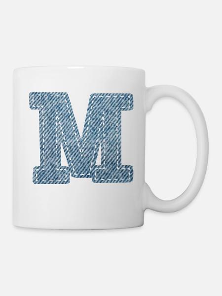 Buchstabe M - Jeans - Tasse - Weiß