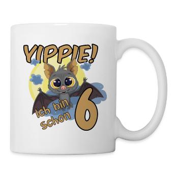 ICH BIN 6 GEBURTSTAG KINDER FLEDERMAUS - Tasse - Weiß - Rechts