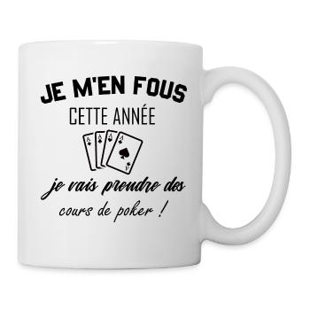Je m'en fous cette année t-shirt poker cadeau - Mug blanc - blanc - Droite