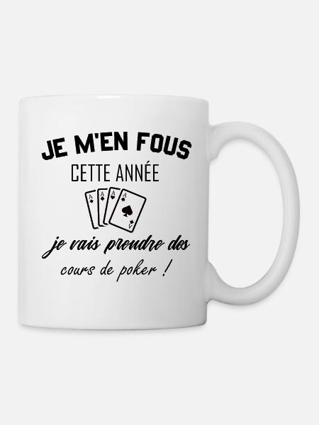 Je m'en fous cette année t-shirt poker cadeau - Mug blanc - blanc