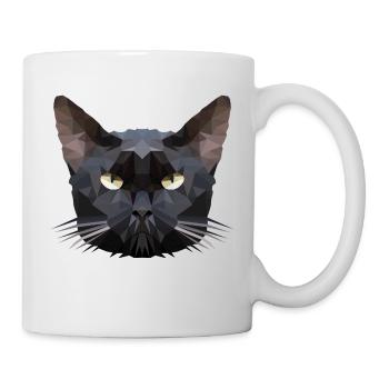 Katzenkopf Polygon Katze - Tasse - Weiß - Rechts