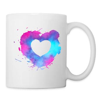 Aquarellherz mit rosa und hellblauen Farben - Tasse - Weiß - Rechts