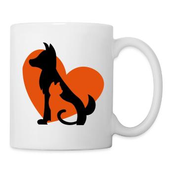 Chien chat - coeur pour animaux - idée cadeau / cadeau - Mug blanc - blanc - Droite