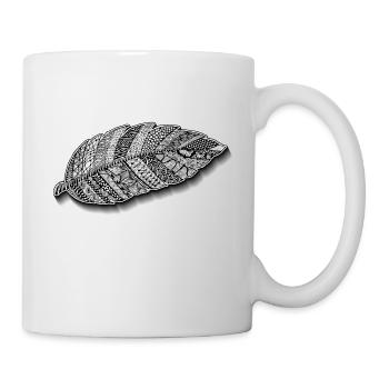 Zentangle feather self-drawn as light as a feather - Mug - white - Right