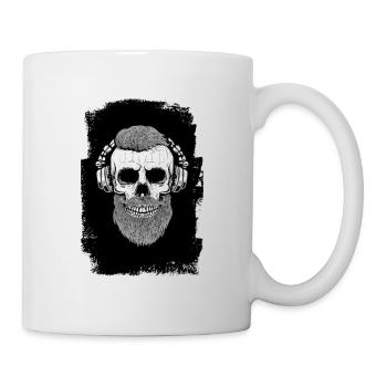 Musik Totenkopf Hipster Kopfhörer - Tasse - Weiß - Rechts
